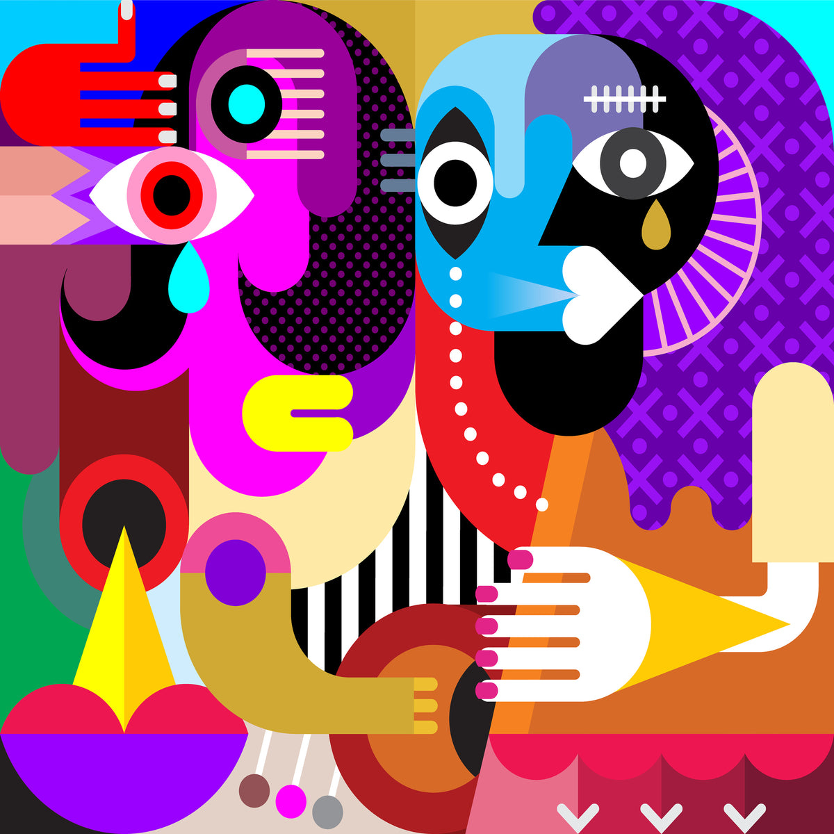 9-piece-aluminium-print-modern-art-people