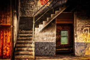 3-piece-acrylic-print-abandoned-stairs