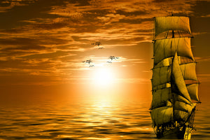 framedposter-print-sailing-ship-in-the-sunset