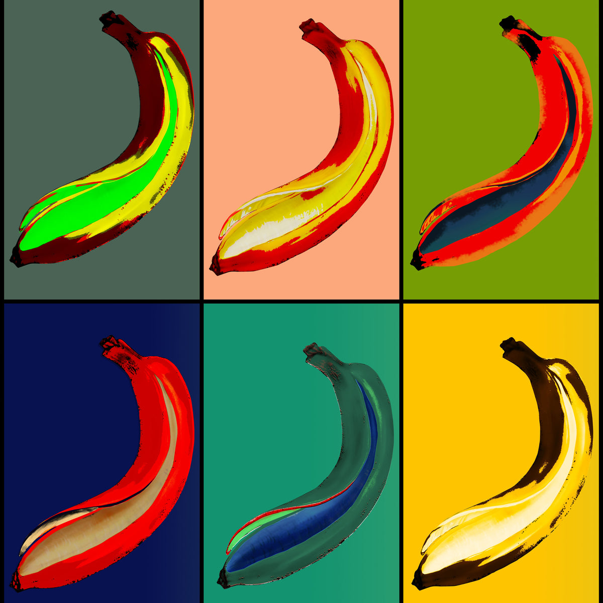 9-piece-aluminium-print-colorful-bananas