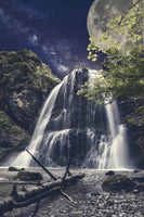 aluminium-print-full-moon-at-the-waterfall